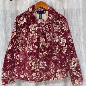 Denim & Co. Floral Print Button Up Jacket size M
